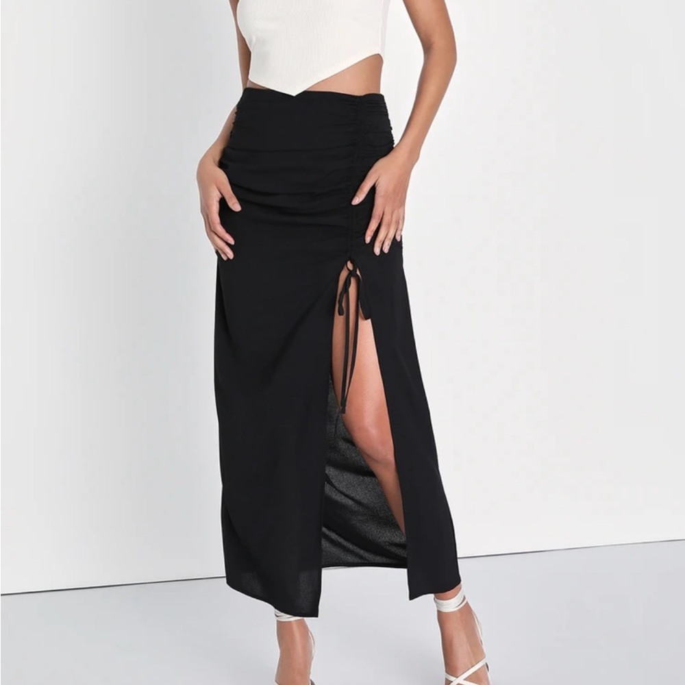 NWT Chic Instincts Dusty Rose High-Waisted Ruched Midi Skirt